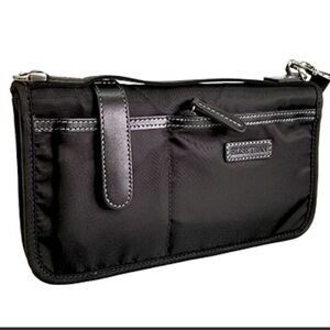 Elise Tran Hawaii Luxury Travel Brown Nylon Crossbody Shoulder Wallet Bag NWOT